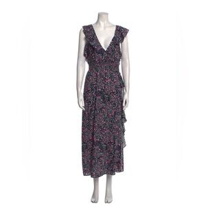 IRO Women's Floral Ruffle Party Cocktail Dress Size 39= US 6 Pink Green Black